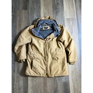 Lands End Squall Parka Womens Small Tan Good Fleece Lined Hooded Jacket